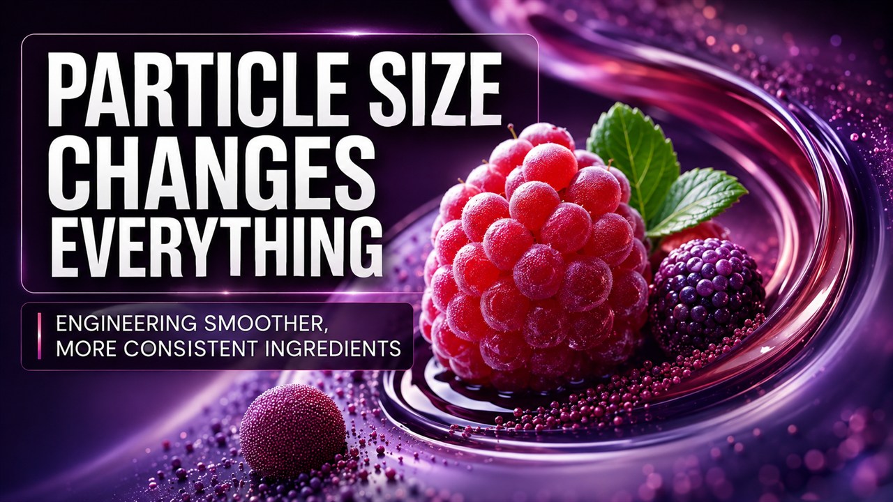 Nutraberry scientific explainer thumbnail reading Particle Size Changes Everything
