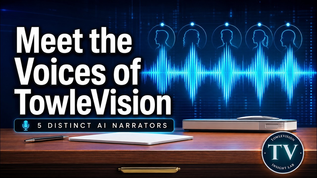 TowleVision Voice Cast showcase featuring five available narrators